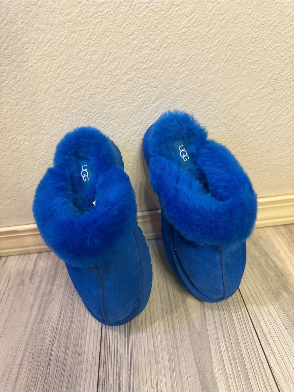 UGG Electric Blue Shearling Slip-On Mules - Picture 5 of 9